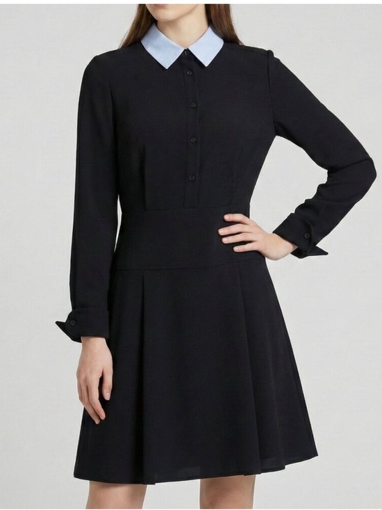 Coach Dresses & Skirts - COACH Button Up Mandarin Collar Shirt Dress Black